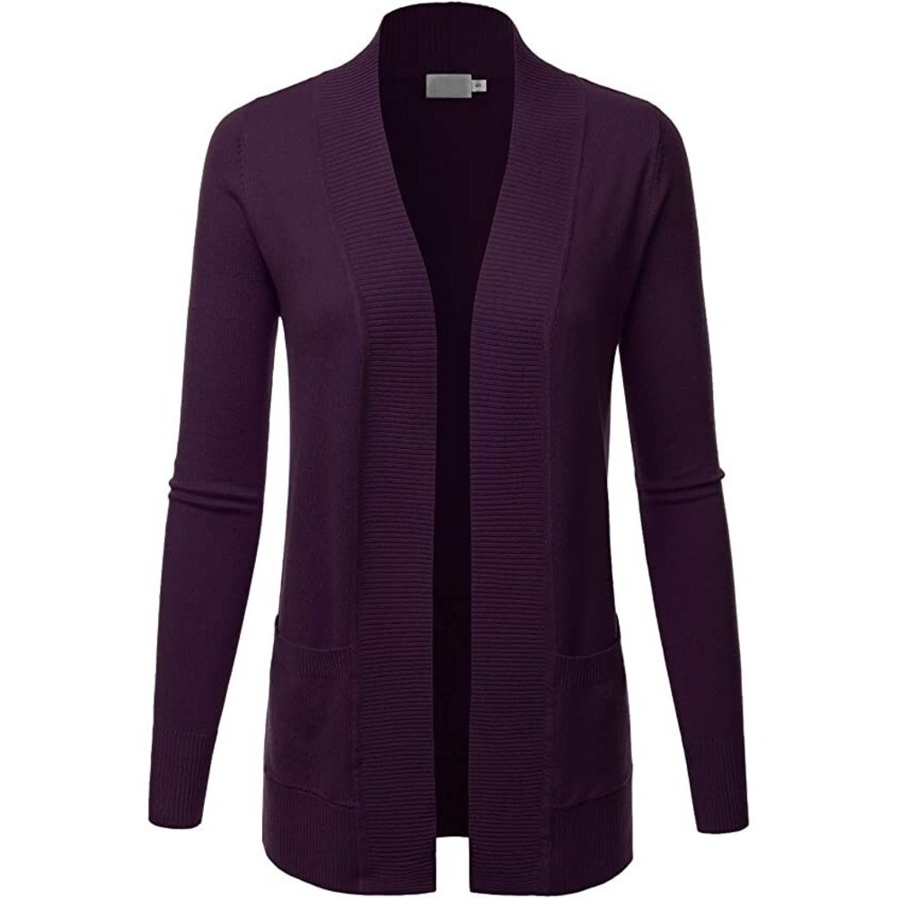 LALABEE Women's Knit Cardigan Sweater with Pockets -‎ 2XL - Dark Purple